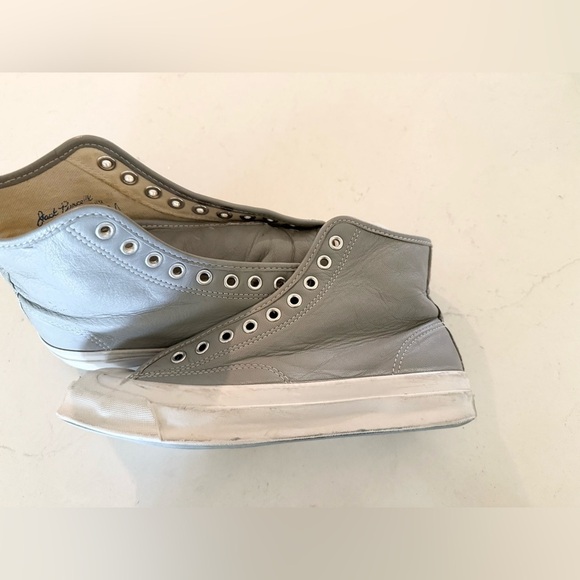 Converse Jack Purcell High OX GRAY Leather Sneakers Unisex Men's 7/ Women's 8.5 - Picture 6 of 9
